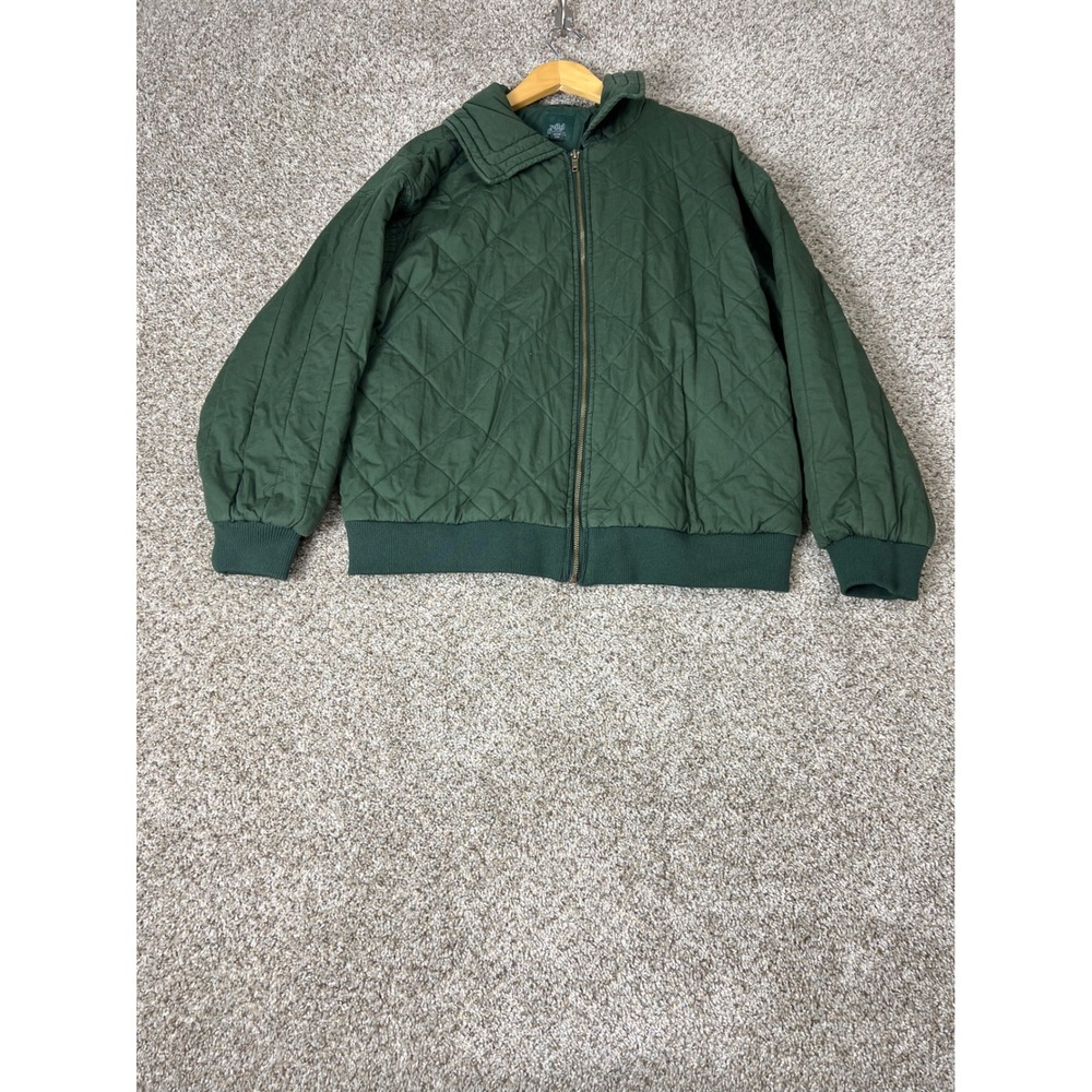 Wild Fable Womens Green Quilted Bomber Jacket Size Medium Full Zip Collar